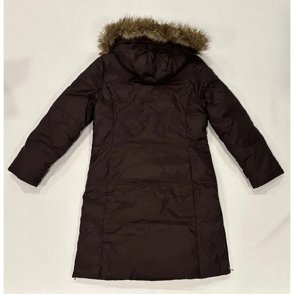 Michael Kors Women’s M Down Puffer Parka Winter Coat Hood With Fur Trim Brown - Picture 9 of 16